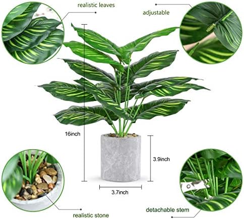 2 Pack 16" Fake Plants Sage Green for Office Bedroom Decor
