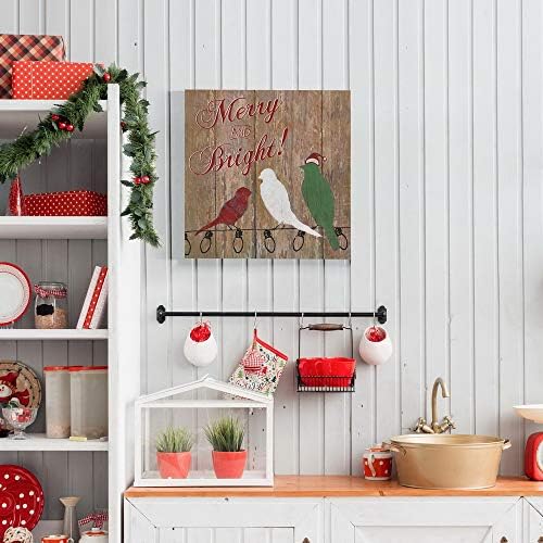 Renditions Gallery Animal Canvas Wall Art Home Paintings & Prints Merry and Bright Colorful Christmas Birds Abstract Wall Hanging Artwork for Bedroom Living Room & Kitchen Decor - 24"X24" LT05