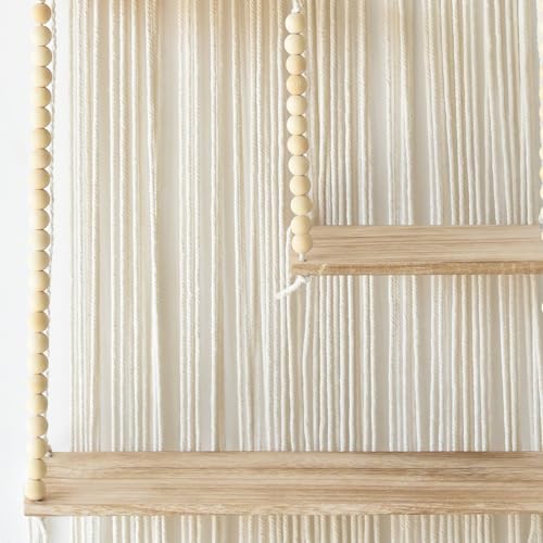 Macrame Wall Shelf Boho Hanging Organizer Floating Plant Shelf 11.8"W*47"L
