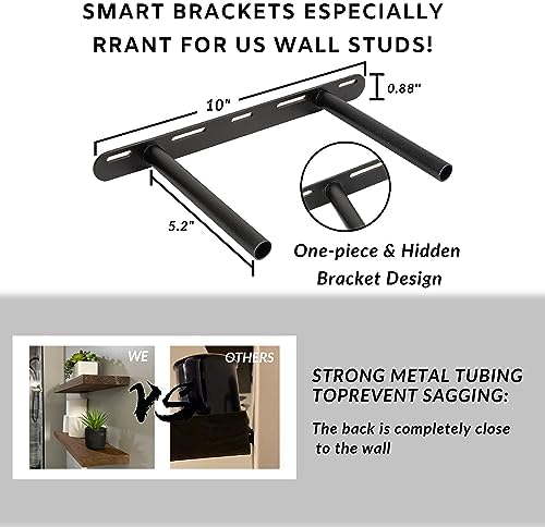 BGMG Wood Floating Shelves 18 inch,Black Floating Shelves,Solid Wood Wall Shelves for Bathroom Living Room Bedroom Kitchen Farmhouse Set of 2-18x 6.7 x1.25 inch