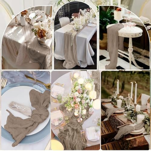 10 Pack Cheesecloth Table Runner 35 x 120 Inch, Nude