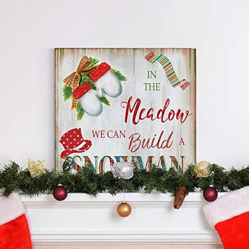 Renditions Gallery Xmas Wall Art Paintings & Prints In the Meadow we can build a Snowman Canvas Hanging Artwork for Bedroom Home Kitchen Wall Decorations - 24"X24" LT05