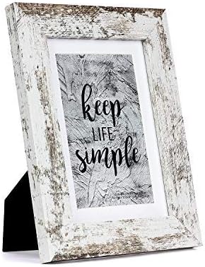 kennethan Rustic White 5x7 Picture Frames Wide Molding 3P in 1 set - Wall Mounting Material Included