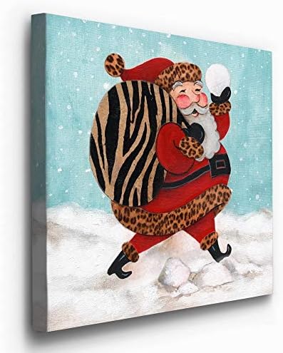 Renditions Gallery Xmas Canvas Wall Art Prints for Home Decor Santa Bay of Toys in Snow Abstract Artowrk for Bedroom Dining Office Kitchen Decorations - 16"X16" LT05