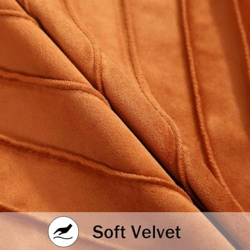 Velvet Throw Pillow Covers 16x16 Pack of 2 Gold Decor Burnt Orange