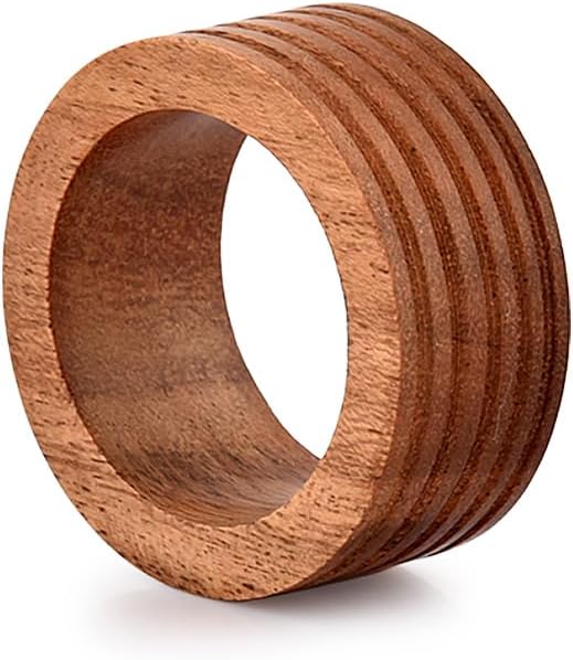NIRMAN Napkin Ring Acacia Wood Set of 12, Wooden Napkin Rings Artisan Crafted in India, Tabletop Decor