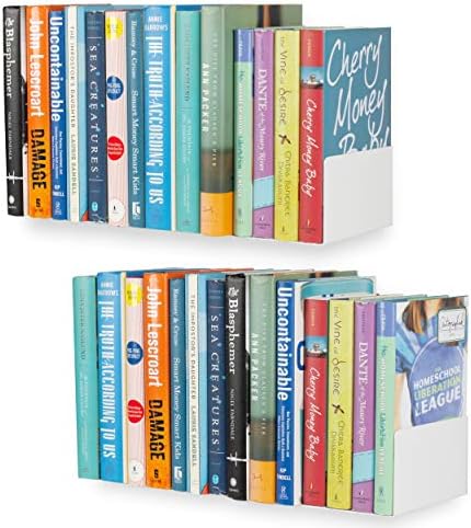 Wallniture U Shape Floating Metal Bookshelf White Set of 2