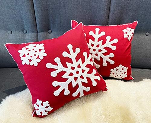 Red Decor Pillow Covers 18x18 Holiday Pillowcases Outdoor Embroidered Cushion for Farmhouse Sofa Office Bed Car 2PCS