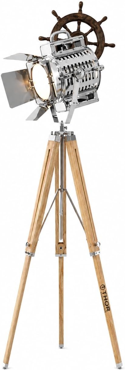 Thor Nautical 1950's Hollywood Studio Vintage Design Industrial Tripod Floor Lamp Rustic Vintage Home Decor Gifts