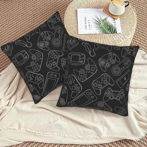 Perinsto Video Game Controller Background Throw Pillow Covers Set of 2 Gaming Gadgets Decorative Pillowcases Soft Cushion Covers for Sofa Couch Bed Home Decor, 16"X16"