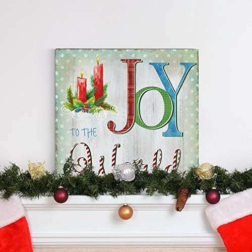 Renditions Gallery Christmas Celebration Wall Art Joy to the World Xmas Candle Canvas Hanging Artwork Prints for Bedroom Office Home Kitchen Decorations - 24"X24" LT05