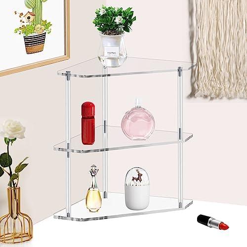 Tasybox Corner Shelf, 2 Tier Bathroom Counter Organizer Acrylic Organizer