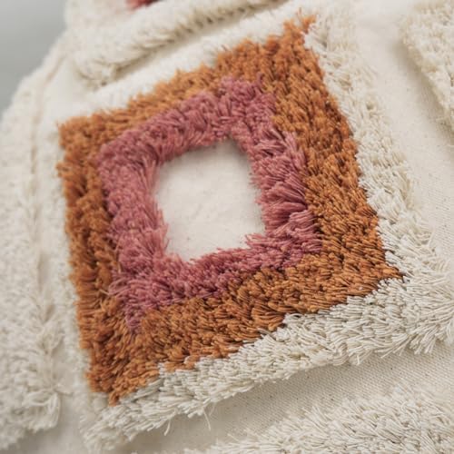 Merrycolor Boho Throw Pillow Covers 20x20 with Tassels, Decorative Pillow Covers Woven Tufted Bohemian Pillow Covers for Couch Sofa Bedroom Living Room