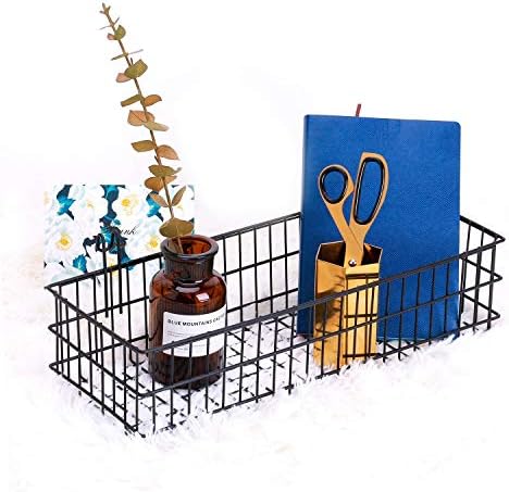 Kaforise Hanging Basket for Wire Wall Grid Panel, Multi-Function Wall Storage and Display Basket, Flower Pots Shelf Balcony Plant Storage Holder, Extra Large Size,15.7"×5.9"×3.9",Black