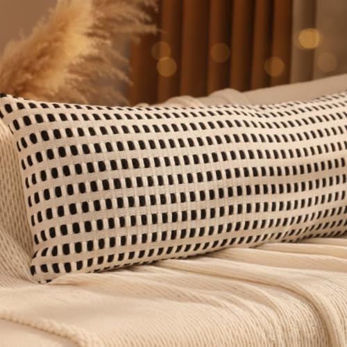 14x36 Throw Pillow Cover Boho Lumbar Pillow Cover White and Black