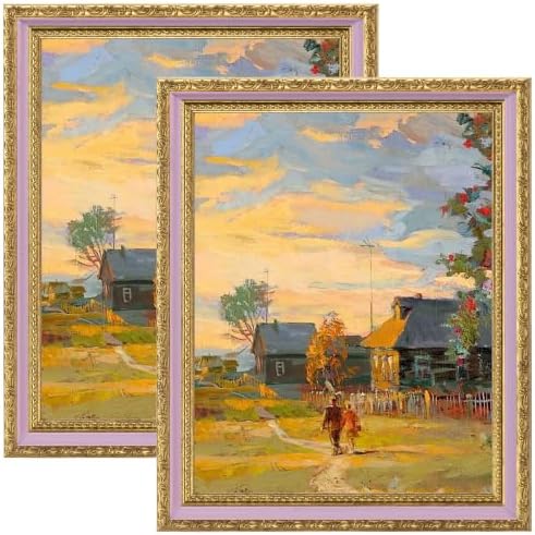 eletecpro 8x10 Vintage Picture Frame, Glass Cover, Pink Gold, 2-Pack