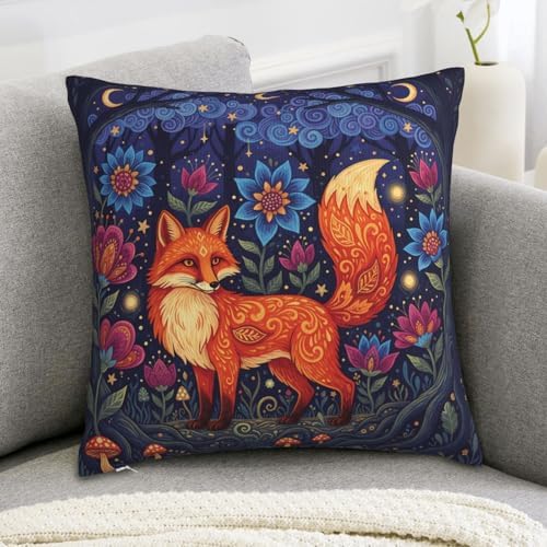 Forest Fox Throw Pillow Cover for Sofa, Bed, and Living Room