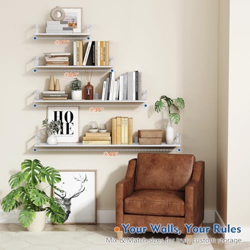 Harwaya White Wall Bookshelf for Kids Room, Small Floating Book Shelf for Teen Girls Boys Bedroom, 8 Inch Deep Wall Mounted Bookshelves for Office Living Room Bathroom Decor (3-Pack)
