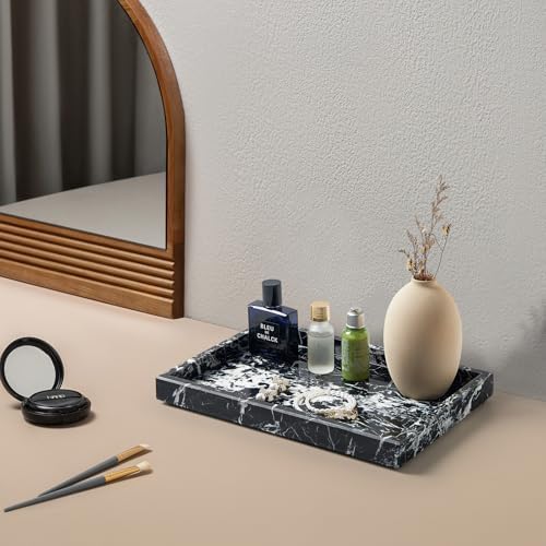 Real Natural Marble Tray for Bathroom, Vanity, Kitchen Counter & Desktop