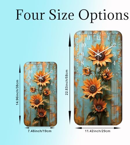 Large Sunflower Wall Clocks for Living Room Decor - 24 Inch Kitchen Wall Clocks Battery Operated - Silent Wall Clock Non Ticking for Bedroom Office Home Decor