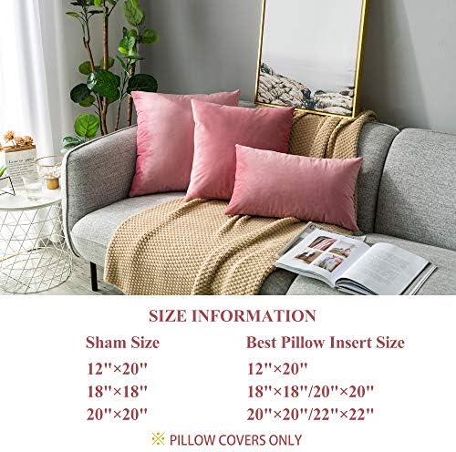 Stellhome Velvet Pillow Covers Decorative Cushion Covers for Bed Couch Sofa Bench, 16 x 16 inch (40 x 40 cm), Hot Pink, Pack of 2