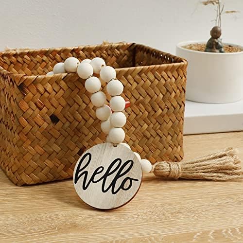 Meplait Hello Wooden Bead Garland, 38in Decorative Beads Home Decor