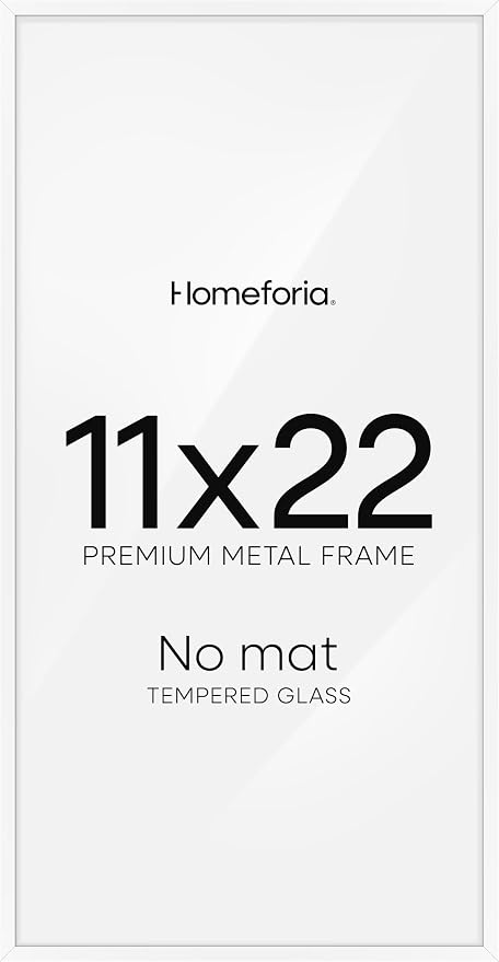 Homeforia 11x22 White Newspaper Picture Frame, High-End Metal, Glass