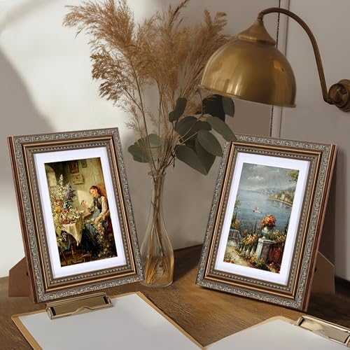 eletecpro 8x10 Vintage Picture Frame, Glass Cover, Bronze, 2-Pack
