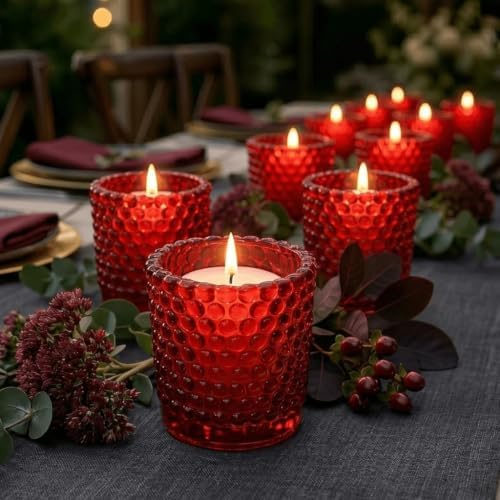 Richland Votive Candle Holders Hobnail Red Set of 12