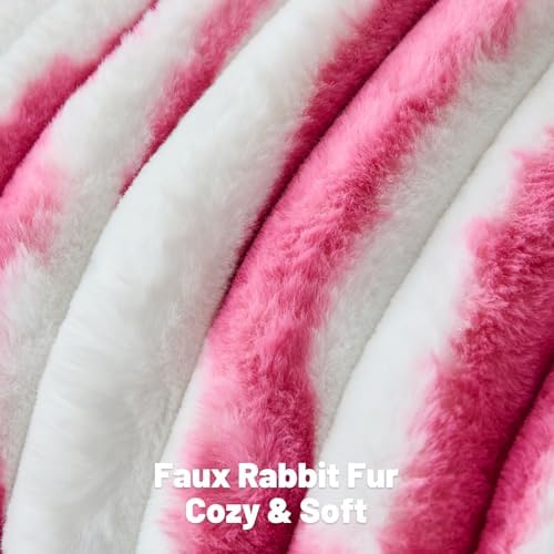 FUTEI Pack of 2 Faux Fur Throw Pillow Covers 20x20 Inch, Blush White
