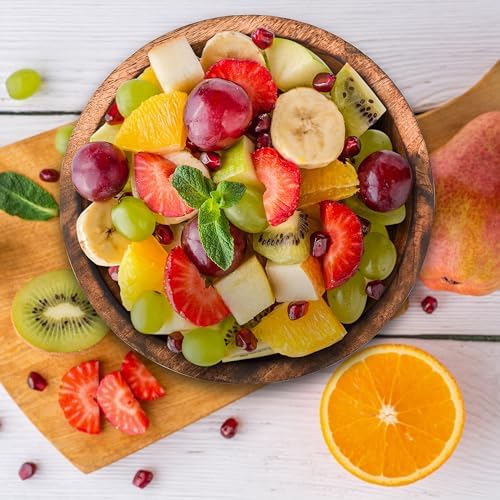 Natural Wooden Tray, Serving Bowl for Salad, Veggies and Fruits, Large Deep Tray for Family, Party (Ring Bowl)
