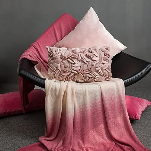 KINGROSE 3D Flower Throw Pillow Cover Home Decorative Pillow Case Sham Soft Lumbar Cushion Cover for Couch Bed Living Room Chair 12 x 20 Inches Rose Gold