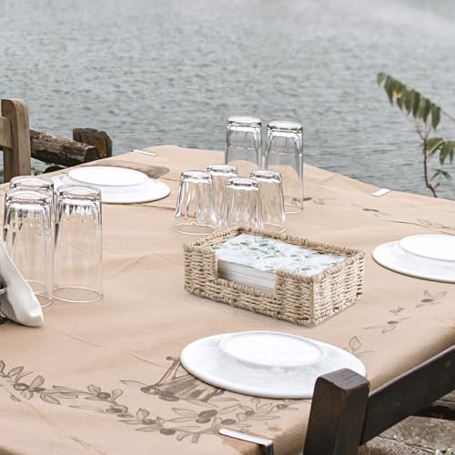 Napkin Holder for Bathroom, Woven Wicker Paper Rope Guest Towel Holder Tray, Disposable Paper Hand Towel Holder for Bathroom Accessories, Dinner Napkin Holder for Kitchen Table Party