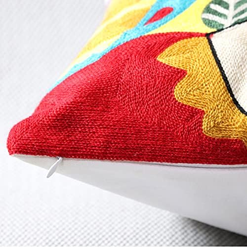 Soft Cotton Throw Pillow Covers Abstract Art Embroidery Square Cushion Cover Outdoor Balcony Pillow Cases for for Sofa Living Room and Bed 18 x 18 Inch (Pattern-2)