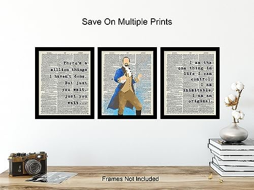 Musical Quote Set - Motivational Inspirational Broadway Play Merchandise - Gift for American History Fans - Wall Art Decor Room Decoration Poster Prints - 3-8x10 Unframed