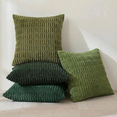 Fancy Homi 4 Packs Decorative Throw Pillow Covers for Living Room Couch Bed, Modern Farmhouse Boho Home Décor Accent Cushion Case, 28" x 28", Green Series