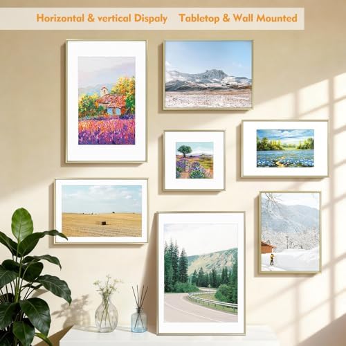 Golden State Art 12x12 Gold Aluminum Frame, Real Glass, Mat Fits 8x8