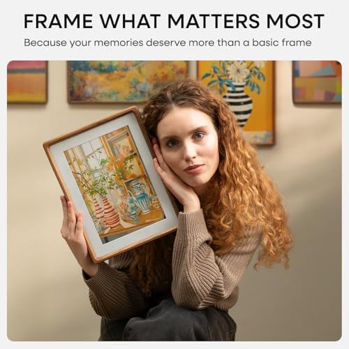 Homeforia 10x10 Mortise&Tenon Walnut Picture Frame, 8x8 Mat, Glass