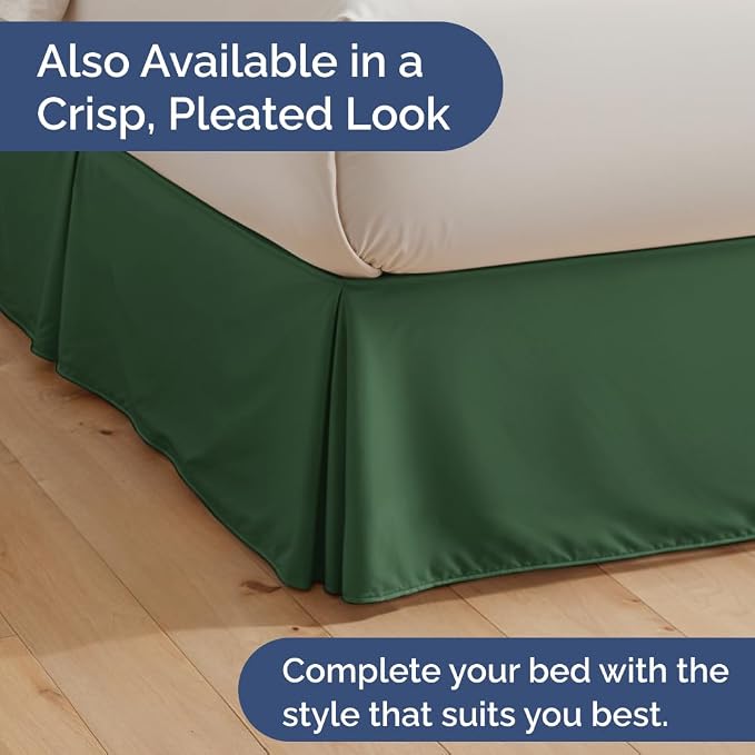 Bedskirt Full Ruffle - Ruffled Bed Skirt - 12 Inch Drop - Emerald Green | Bedskirt with Platform, Ultra-Soft Premium Hotel Quality, Wrinkle Free, Fade & Shrink Resistant, for Women, Men, Kids & Teens