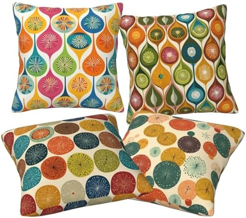 Midcentury Dots Throw Pillow Covers Set of 4 Decorative Soft Double Sided Print Pillow Case Farmhouse Home Decor for Living Room Sofa Couch 18x18