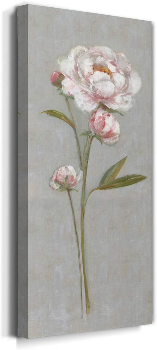 Renditions Gallery Canvas Nature Wall Art Modern Paintings Decorations Magical Pink Peony Romantic Canvas Artwork Wall Hanging Glam Prints for Bedroom Office Kitchen - 8"x16" LT43