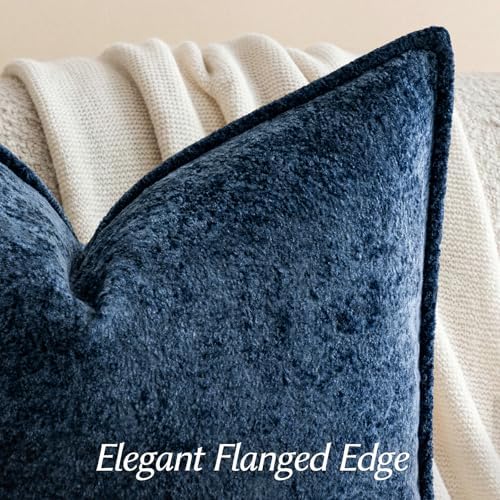 a moment Throw Pillow Covers 26X26 Inch 4 Packs,Soft Velvet Decorative Pillow Cases with 3D Ice Flower,Texture Modern Accent Cushion Covers for Sofa Couch Home Decor Navy Blue