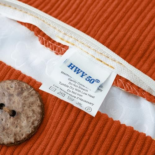 HWY 50 Burnt Orange Chenille Throw Pillow Covers 12x20 Inch Buttons