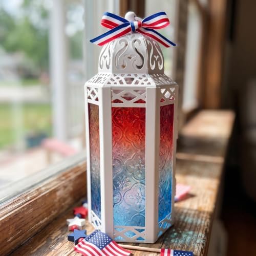 Vela Lanterns Decorative Indoor Candle Holder, Red/White/Blue, M, 6-Pack