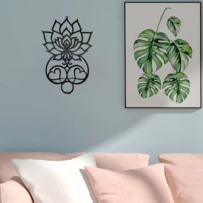 DUOOLN Metal Mandala Wall Art, Lotus Flower Yoga Decor,Sacred Geometry Sign