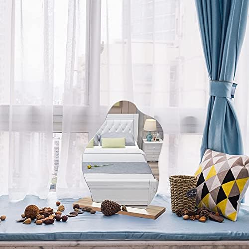 Acrylic Makeup Mirror for Desk with Stand Aesthetic Desk Decor Vanity Mirror Frameless Table top for Bedroom,Living Room and Minimal Spaces Room Decor (Baby Fat)
