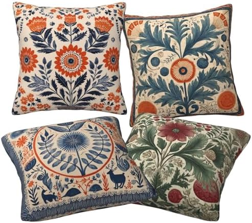Art Throw Pillow Covers Set of 4 Decorative Soft Double Sided Print Pillow Case Farmhouse Home Decor for Living Room Sofa Couch 18x18