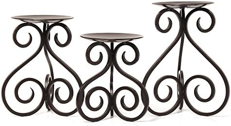 Hosley Illuminate in Style with Our Set of 3 Iron Candle LED Pillar Holders - Large 7 Inches, Medium 6 Inches, Small 5 Inches High for Versatile and Elegant Home Decor