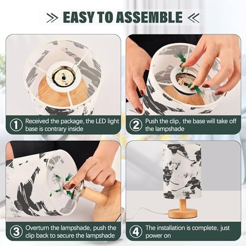 Black White Hockey Table Lamp with USB Port Night Light Bedroom Lamps for Nightstand Living Room Dorm Home Office Desk
