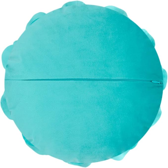 JWH Flower Throw Pillow Cover Decorative Round Pillow Case Floral Cushion for Bed Sofa Couch Car Decor 14 Inches Cyan Green Velvet